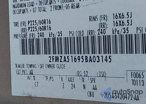 2005 Ford Freestar Se from USA, damaged, VIN 2FMZA51695BA03145